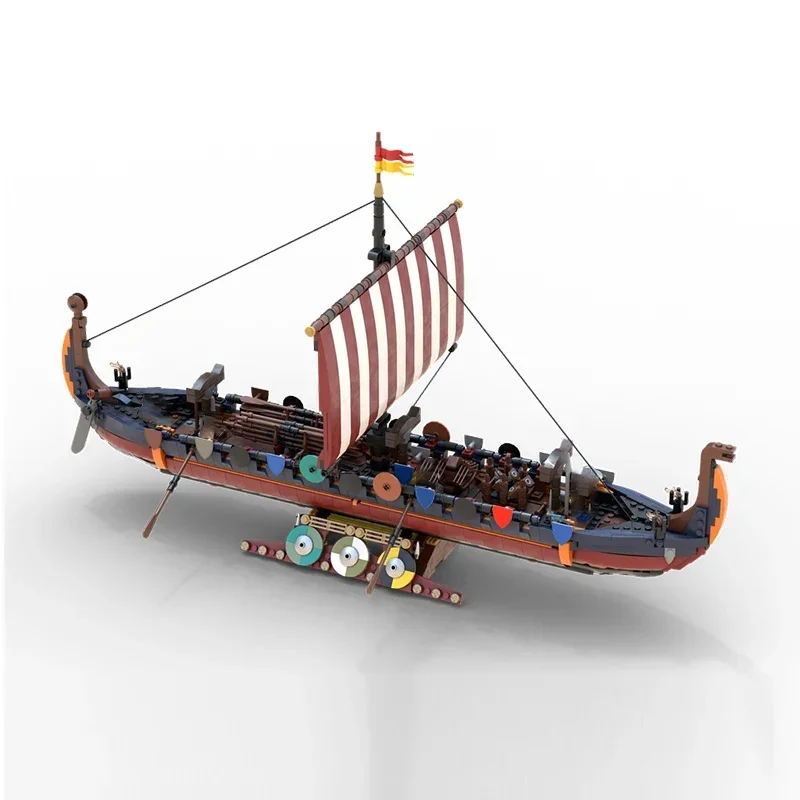 Medieval Model MOC Building Brick Extension Viking Village Pirate Boat Modular Technolog Gift Holiday Assemble Children Toy Suit