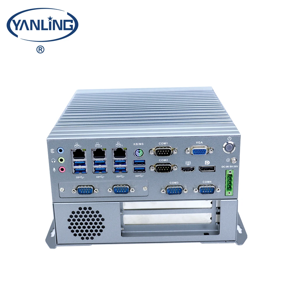 Yanling Intel Core i3 6100T i5 6500T i7 6700T przemysłowy bezwentylatorowy Mini PC z kartą SIM 1 PCIE X16 1 gniazdo rozszerzeń PCI