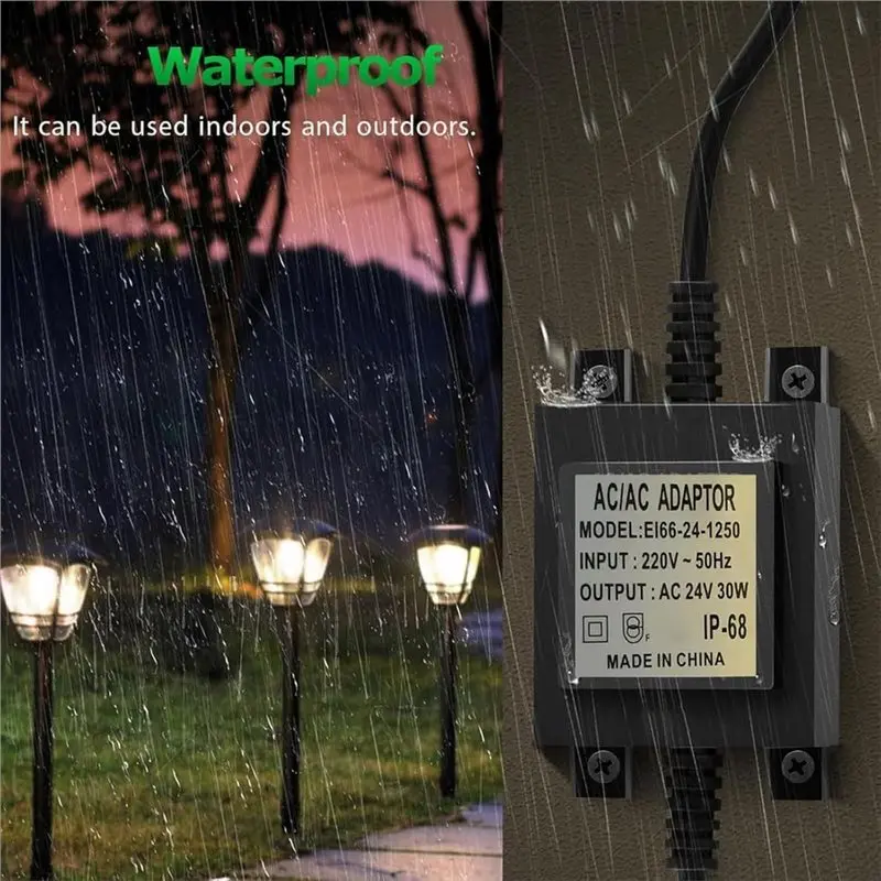 Outdoor LED Transformer 24 V AC/AC 30 W Power Supply IP68, 220 V To 24 V With EU Plug