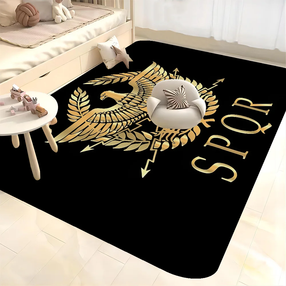 Roman SPQR printed Long Rugs Cheaper Anti-slip Modern Living Room Balcony Printed Bedside Area Rugs