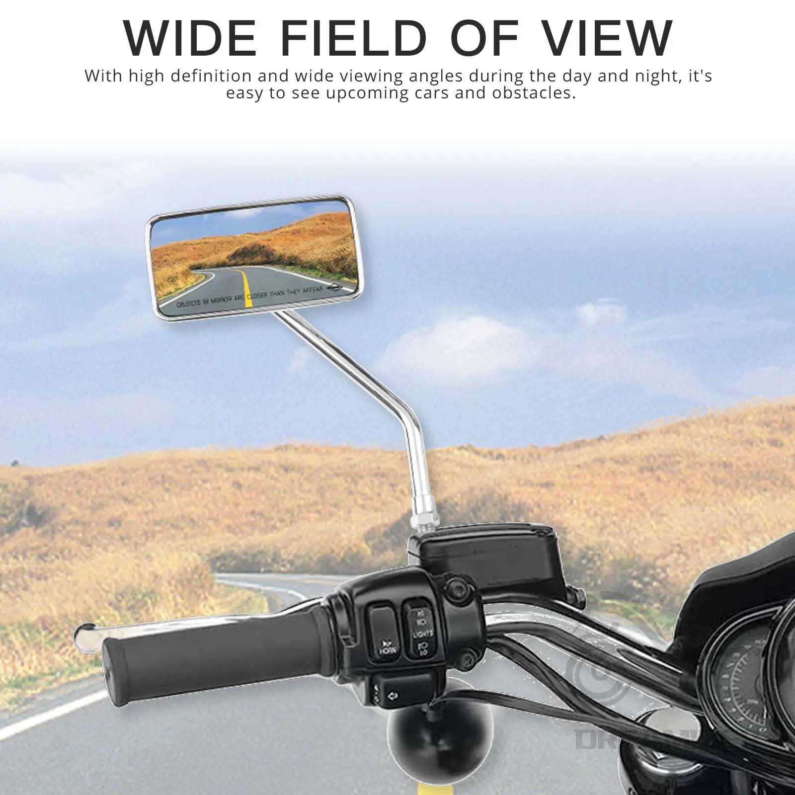 10mm Rectangle Motorcycle Rear View Mirrors For Honda Suzuki Kawasaki Handlebar Mirror ATV E-bike Scooter Motorcycle Mirror