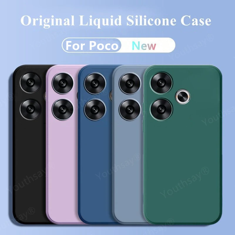 For Poco M6 Case For Xiaomi Poco M6 Cover Fundas Coque Original Liquid Silicone Soft TPU Protective Phone Bumper For Poco M6 4G