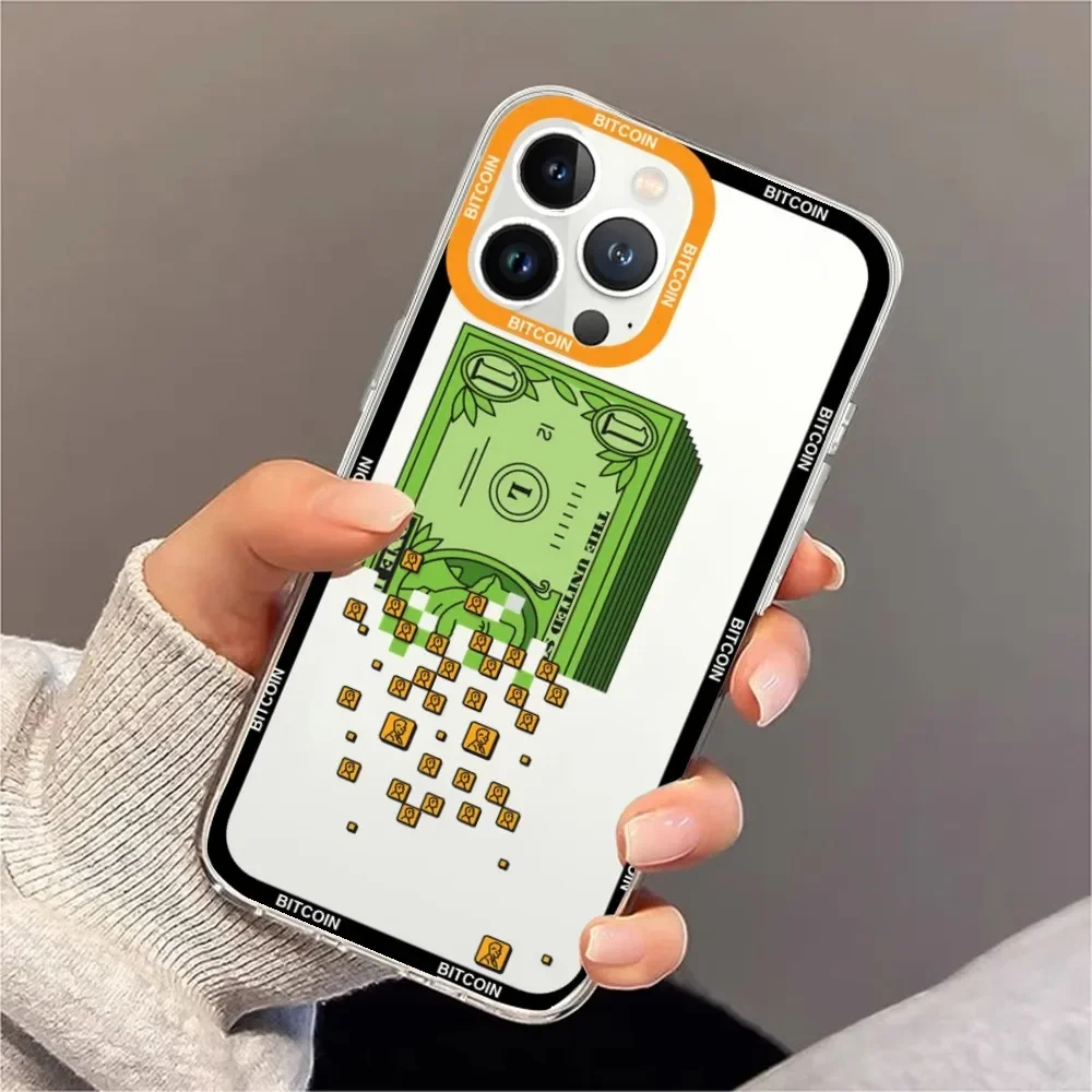 Bitcoin Phone Case For iPhone 11 12 Mini 13 14 Pro Max Transparent Shell