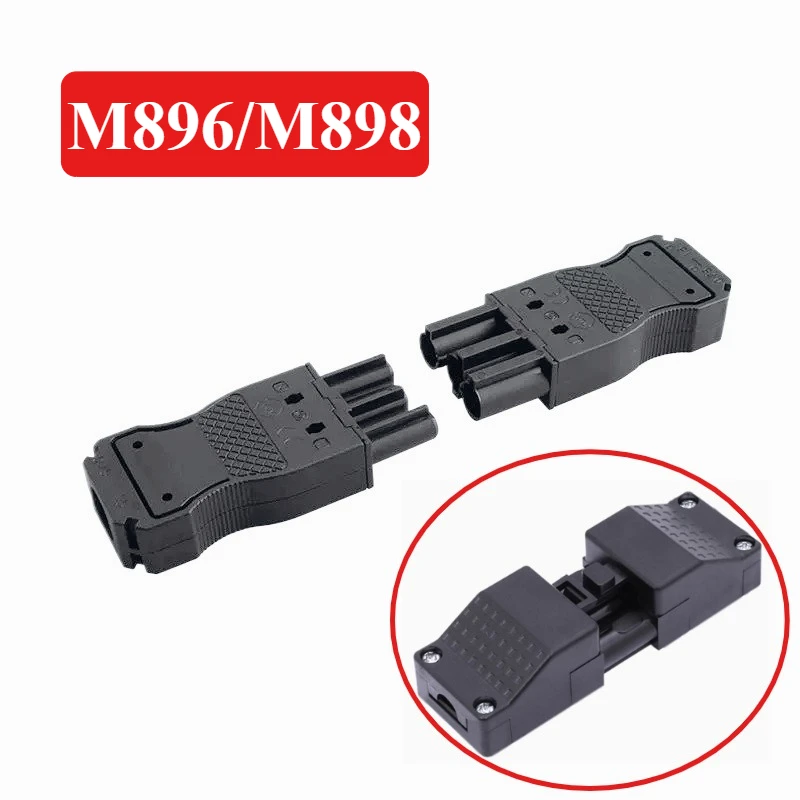 

16A M898/896 Docking Terminal 500V AC/DC PS Flat Plug-in Connector 2Pin 3 Pin LED Quick Docking 3 in 3 out Male Female Plug 1PC