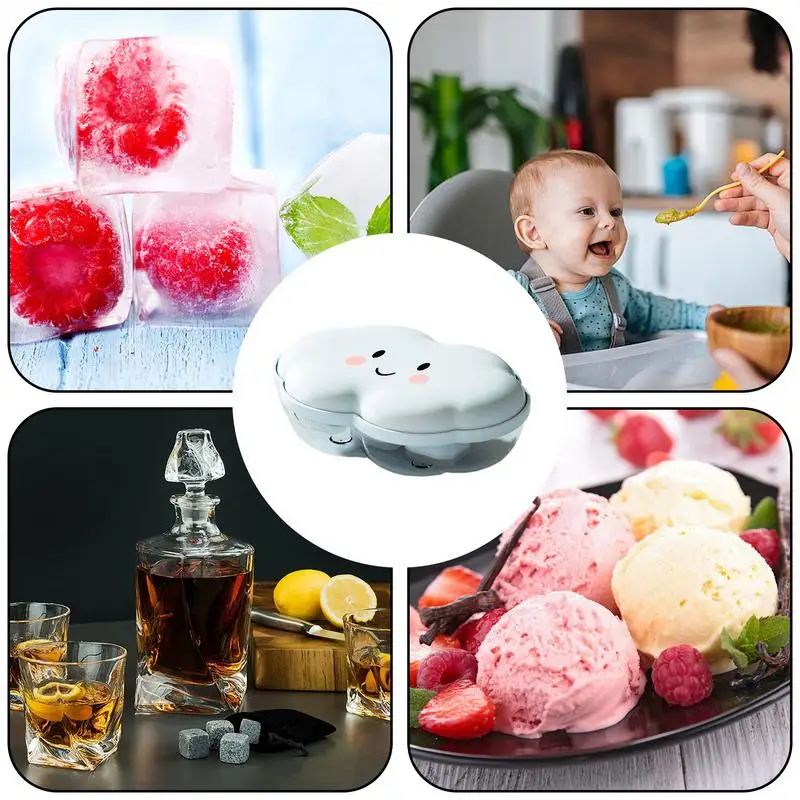 قوالب مكعبات الثلج الصغيرة على شكل سحابة قوالب الثلج للطعام مع غطاء أدوات المطبخ متعددة الوظائف مبردات التخييم للزبادي والزبادي