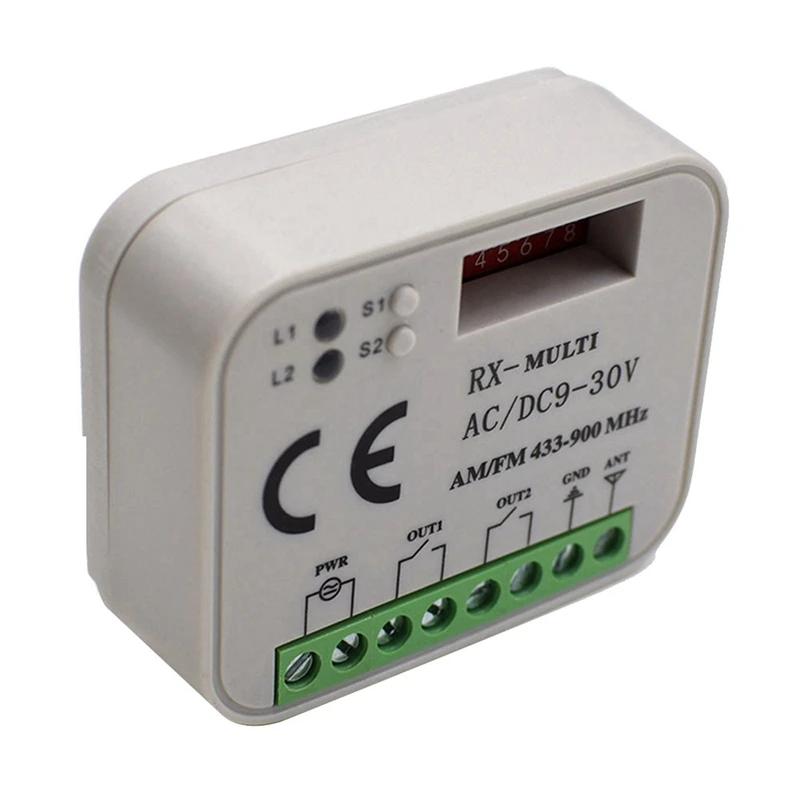 Receptor remoto para puerta de garaje, interruptor de controlador de 2 canales para transmisor RX de 433 y 868 Mhz, Frecuencia múltiple de 433-900MHZ, 3 unidades