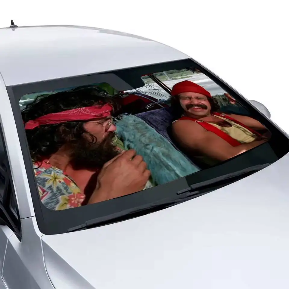 فيلم Cheech And Chong Drive مظلة السيارة الأمامية المضادة للأشعة فوق البنفسجية حماية الجبهة الشمس الظل التبريد حامي للسيارة الداخلية