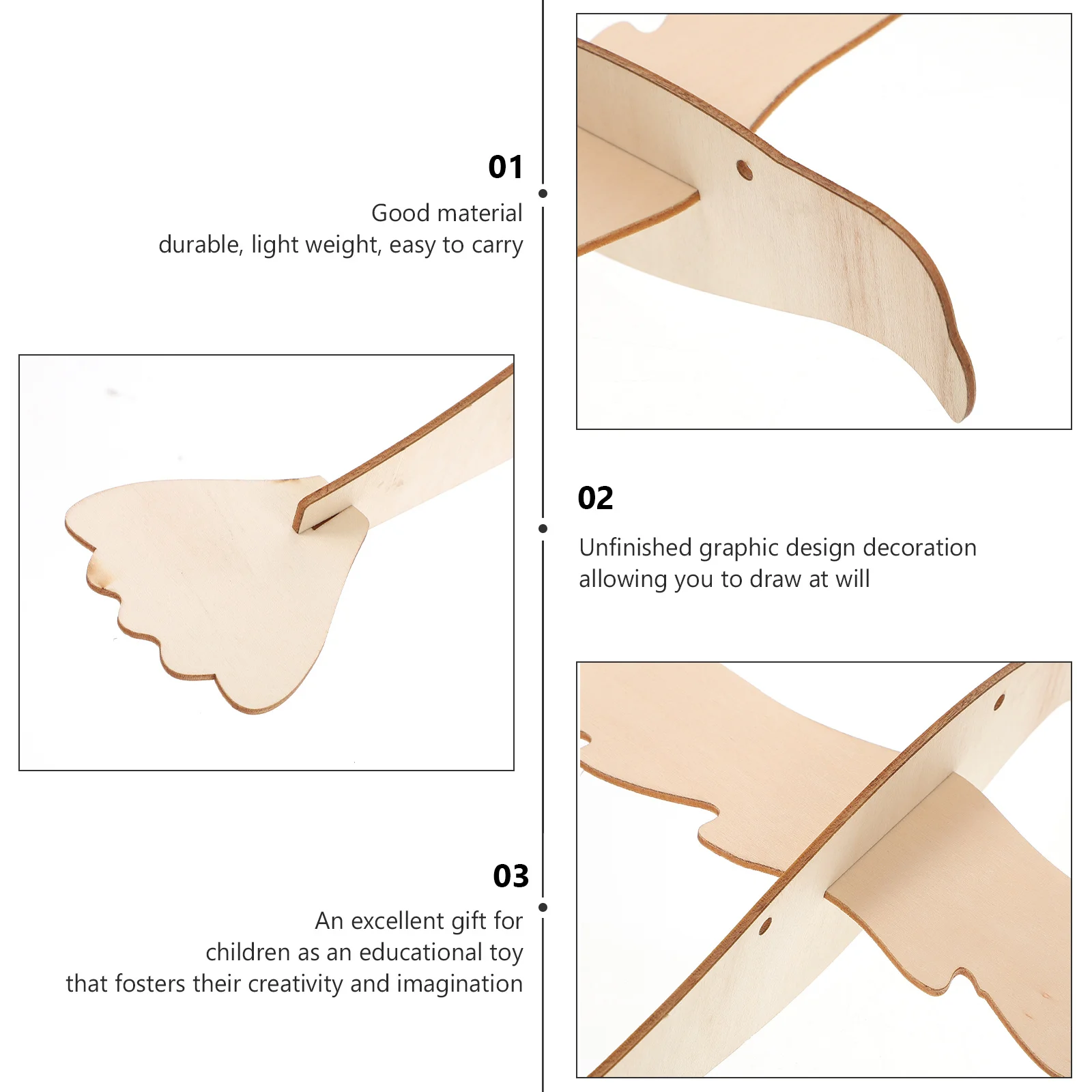 

6Pcs Wooden Eagle-Shape DIY Accessories for Art and Craft Projects Hand-Made Graffiti Plaything DIY Wooden Toy