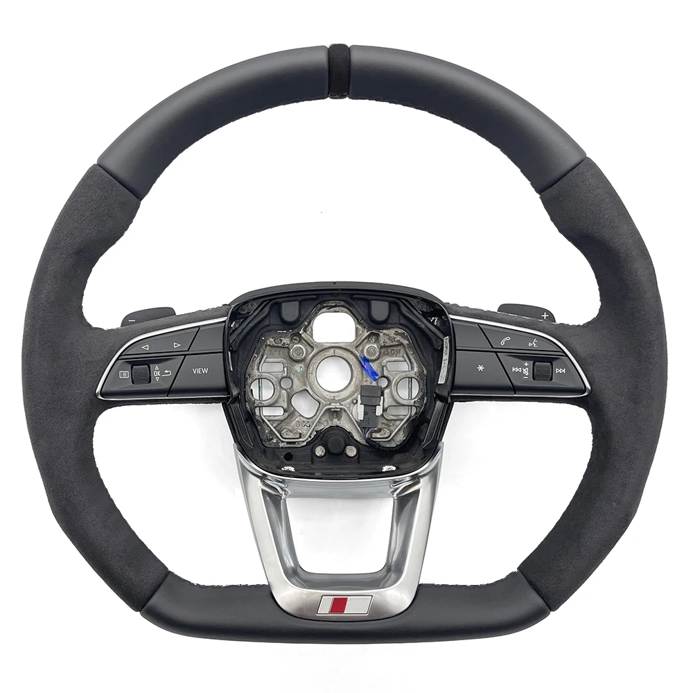 For Audi Q3 D-Shaped Alcantara Punched Leather S/RS Logo Steering Wheel With Paddles Assembly