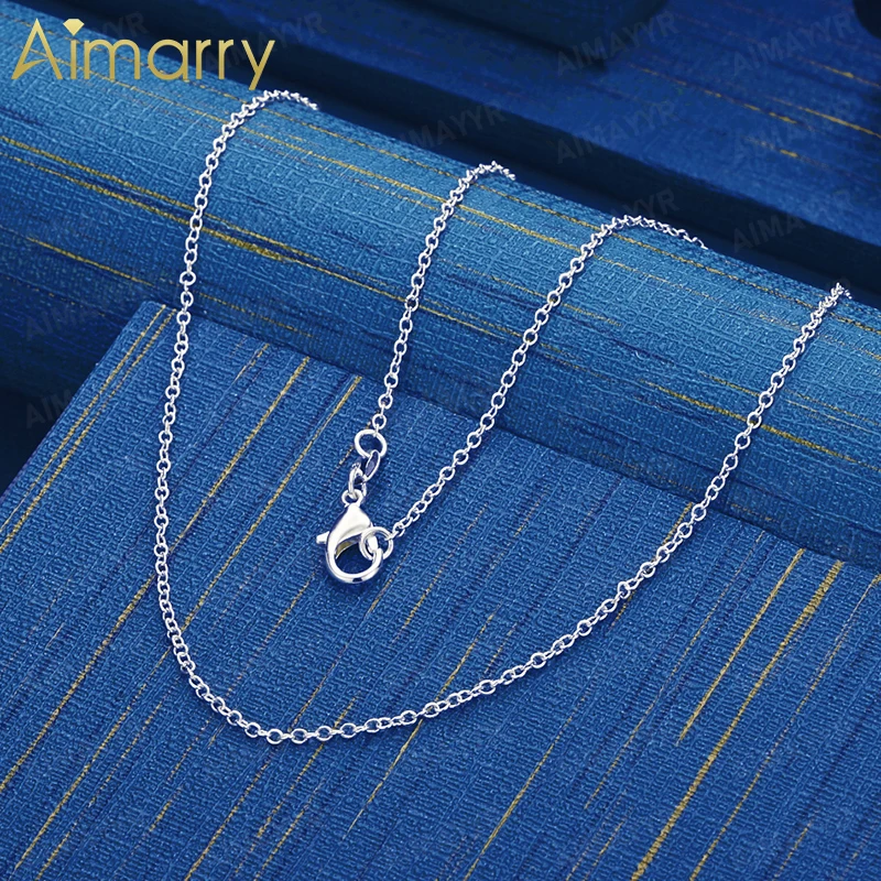 925 Sterling Silver Simple O-shaped Thin Chain Necklace 18 Inches Women's Party Banquet Engagement Wedding Fashion Jewelry