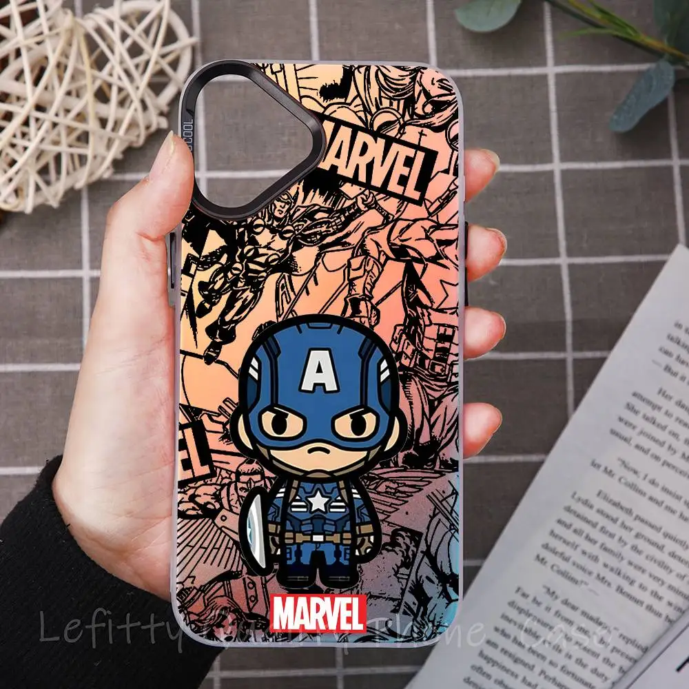 

Captain America Wolverine Phone Case For IPhone 17 16 15 14 13 12 11 Plus Pro Max Multicolor Aurora Laser Shockproof Funda