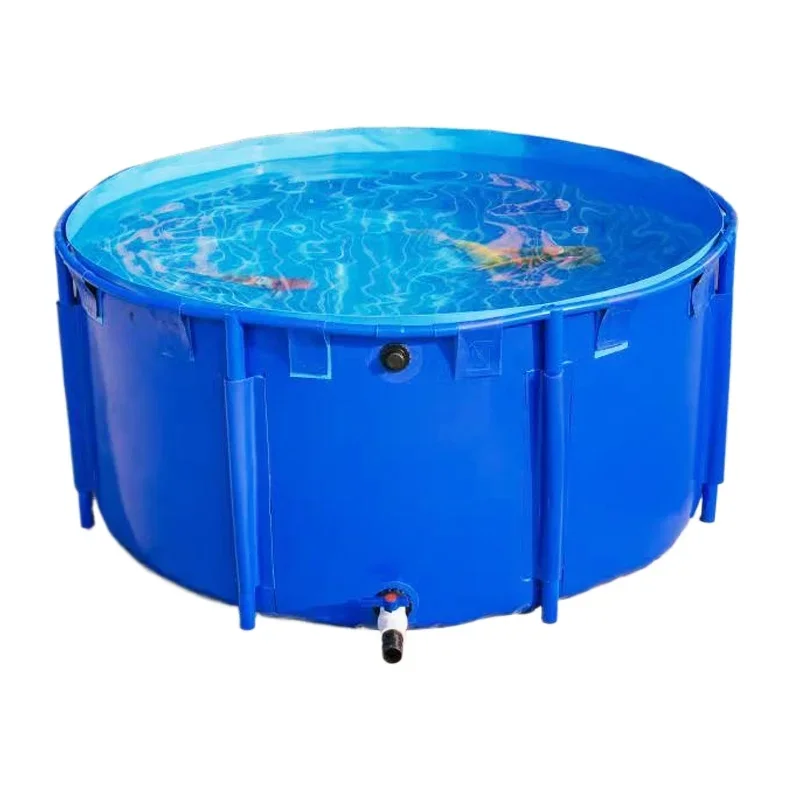 

Round thickened large fish tank with bracket outdoor folding reservoir