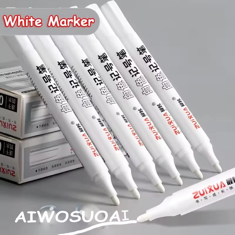 

Набор белых маркеров (1-7 шт.), 2,0 мм, масляные, водостойкие, гелевые ручки для граффити, скетчинга, канцелярские товары, школьные принадлежности