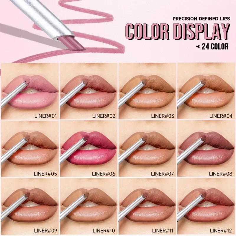 Matita per labbra eyeliner vellutata a doppio scopo Impermeabile resistente al sudore Facile da scivolare Matita per trucco nudo Strumento per trucco di lunga durata