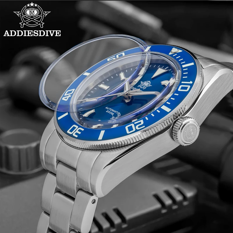 ADDIESDIVE Sapphire Diving Watch Bubble Mirror Pot Cover Glass Luminous 200m Waterproof Automatic Mechanical Watches For Men NEW