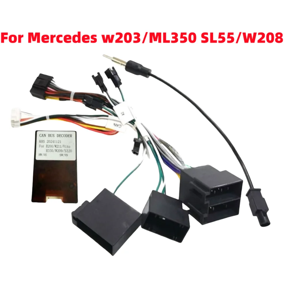 سيارة 16 دبوس الأسلاك تسخير محول مع صندوق Canbus لمرسيدس W203/ML350 ML W163/SL55/W208 W209 S320 R350 أندرويد 2 الدين راديو