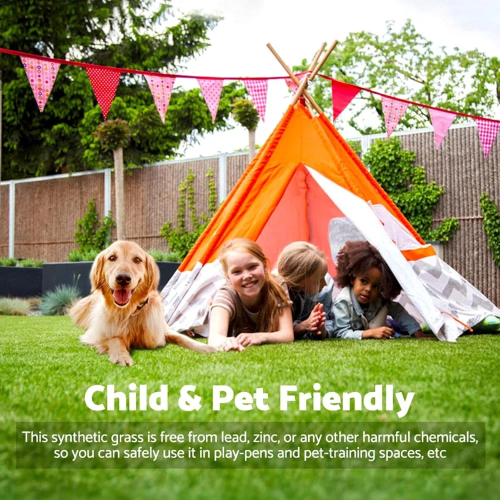 سجادة عشب صناعية واقعية مقاس 4 × 6 قدم عشب للحيوانات الأليفة للاستخدام الداخلي والخارجي مع فتحات تصريف لحديقة الحديقة والشرفة #6