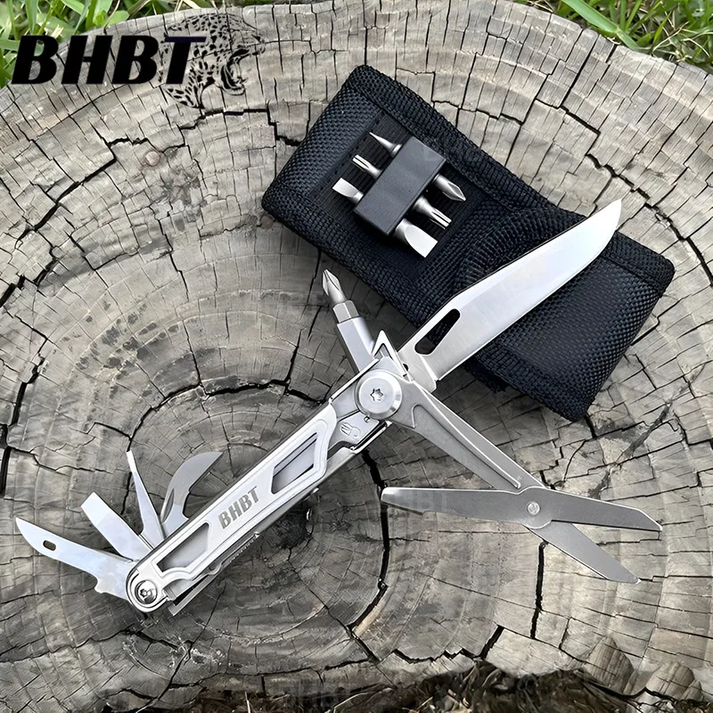 BHBT pisau gunting lipat Mini portabel EDC multifungsi, pisau Stainless Steel luar ruangan multifungsi, pisau serbaguna