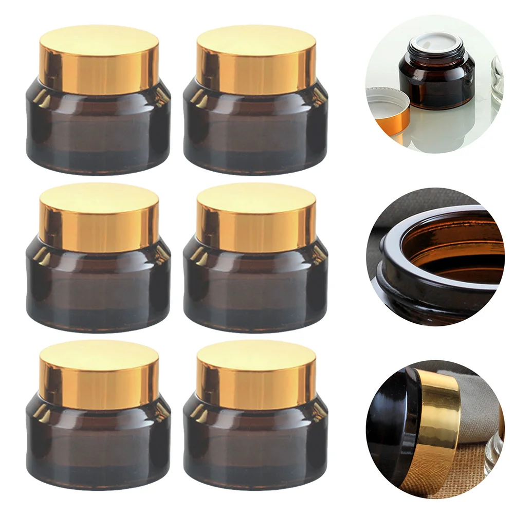 6 Stück kleine Cremetiegel aus Glas, auslaufsicher, nachfüllbar, tragbare Reisebehälter, klare Flaschen für die Haut mit Körperlotion