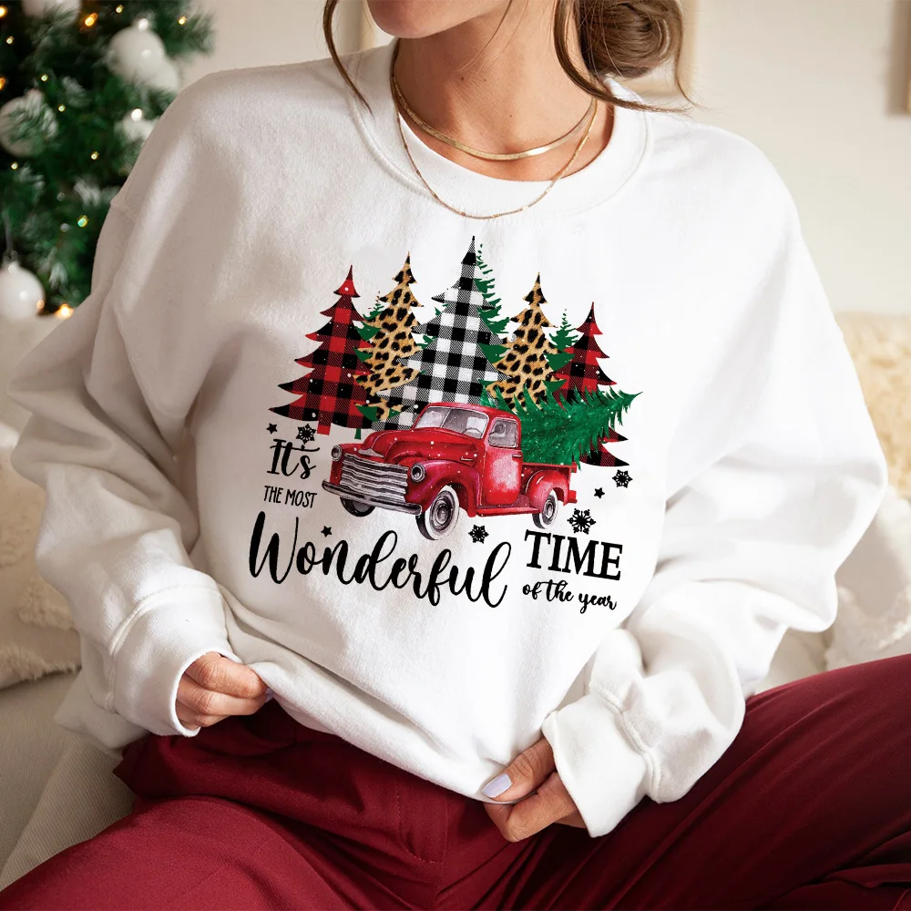 It\'s The Most Wonderful Time of Year Printed Sweatshirt Women Christmas Party Hoodie Holiday Sweater Girls Xmas Outfit Pullover