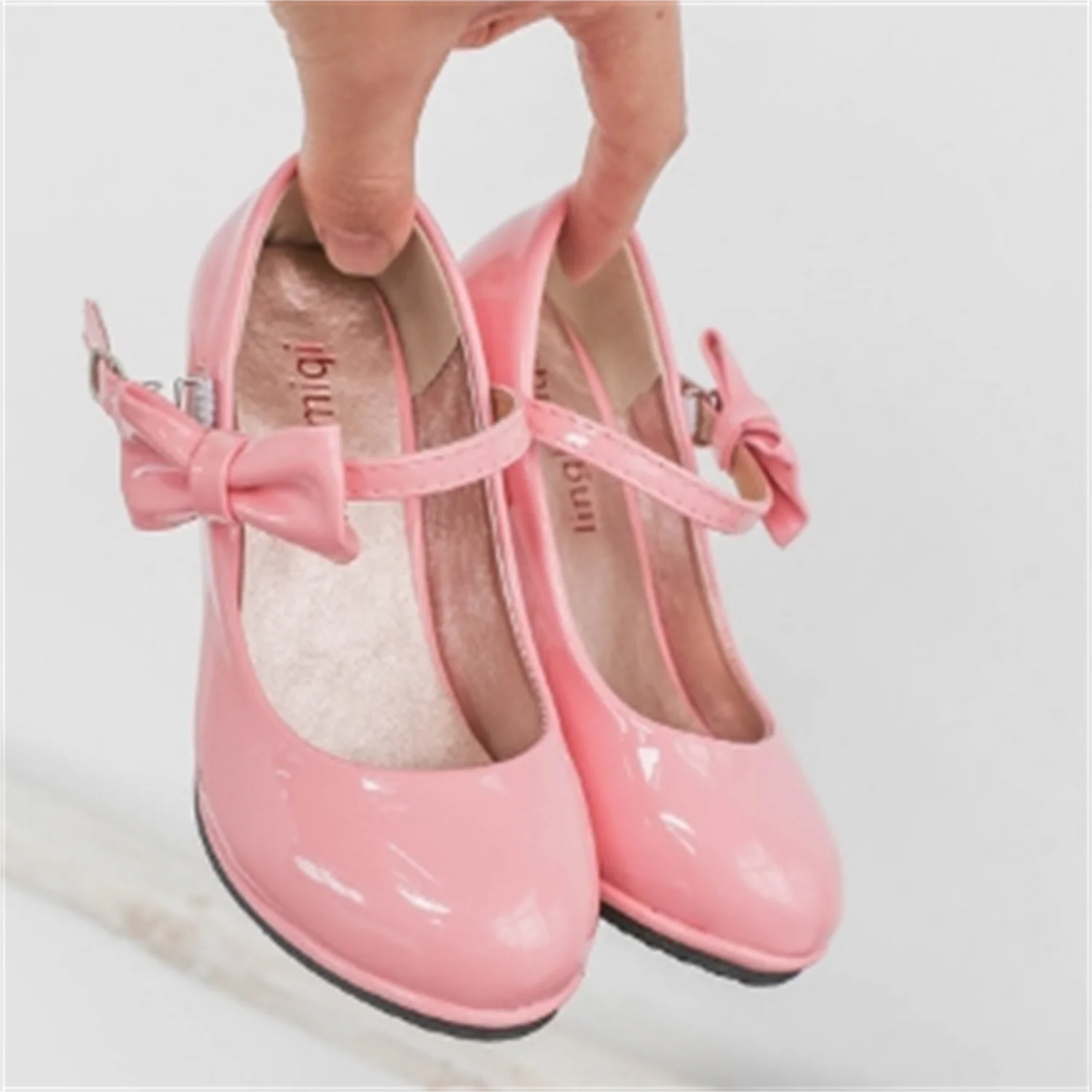 Girls Korean Solid Color Bow Children\'s Shoes 2023 Spring New Light Mouth Leather Shoes High Heels Princess Shoes Wholesale