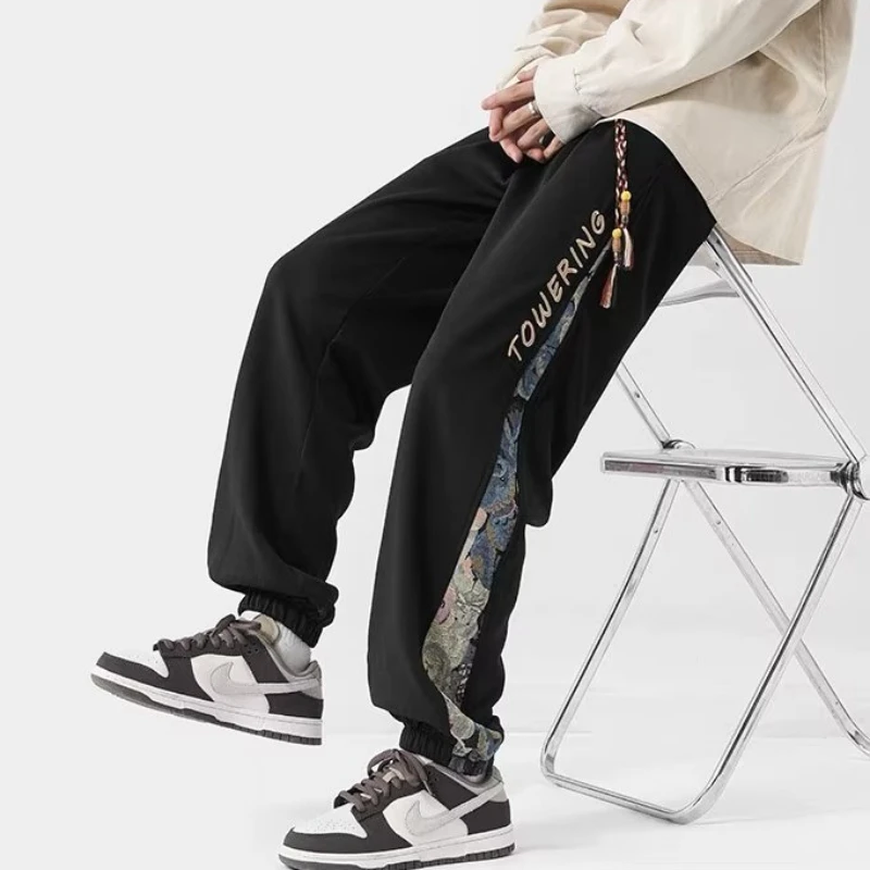 Vintage Embroidered Casual Pants for Men Summer with Athletic and Streetwear Style Baggy Pants Streetwear Men Clothing Trousers