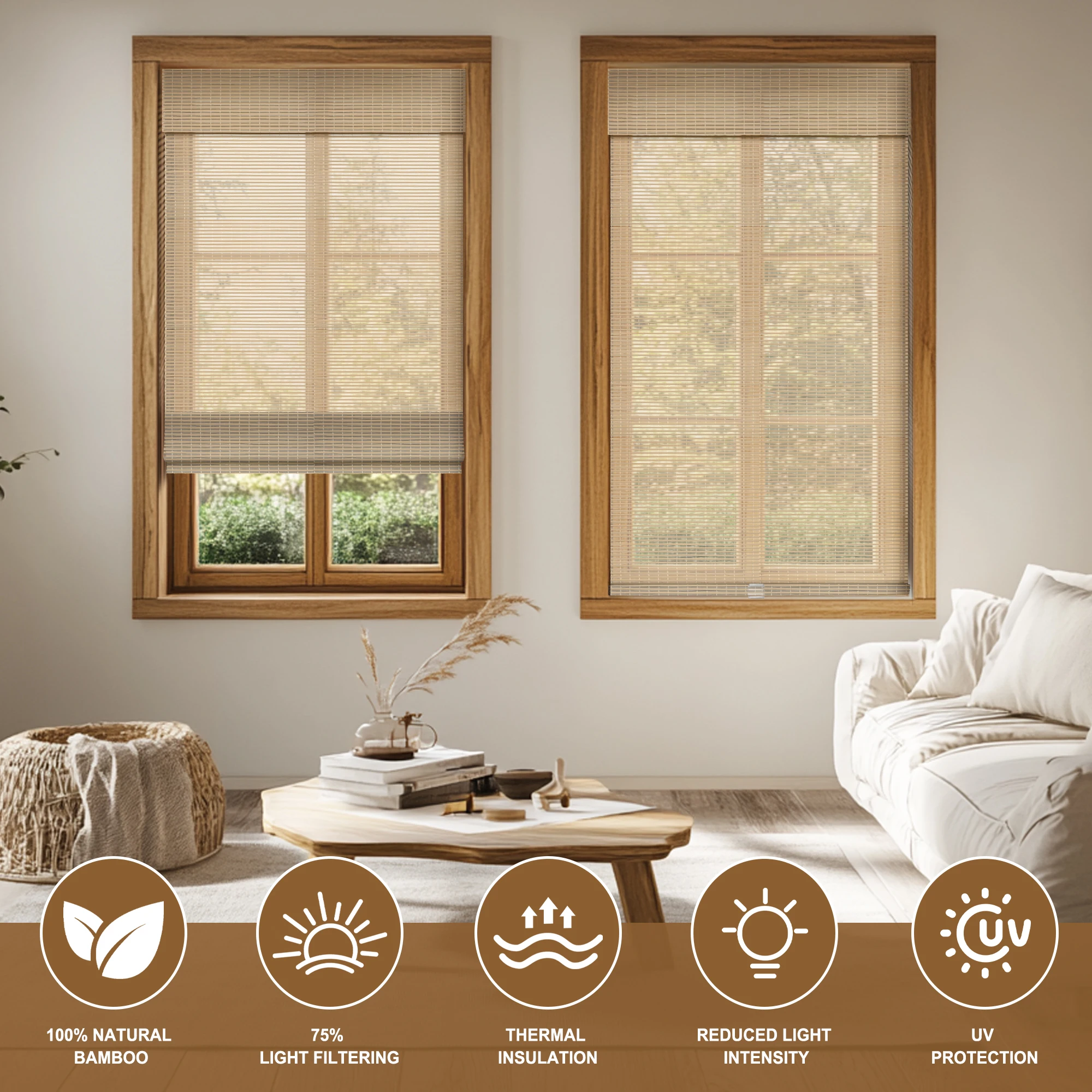 Natural Hot Sale Cheap Bamboo Shades Eco-Friendly Folding Manual Bamboo Roll up Blinds for Livingrooms