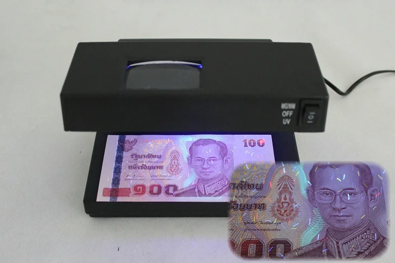 Portable Ultraviolet Purple Counterfeit Money Bill Detector Banknotes Cash Currency Desktop UV Light Magnifier Checker