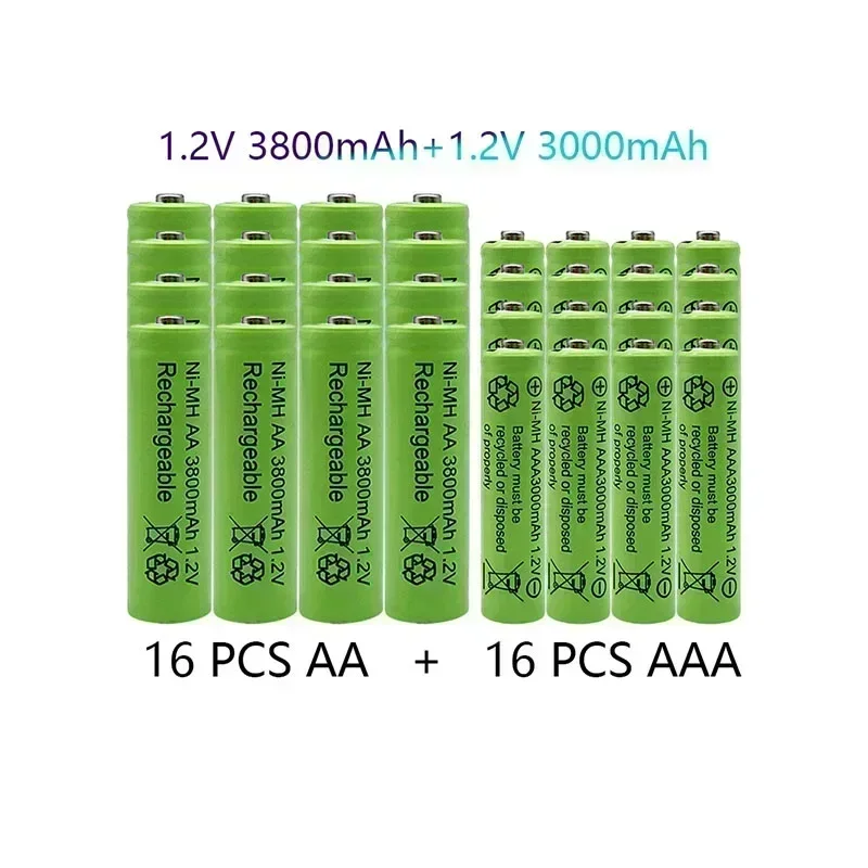 1.2V Rechargeable battery 100% genuine 1.2V AA 3800mAh +AAA 3000mAh Rechargeable battery NI-MH battery