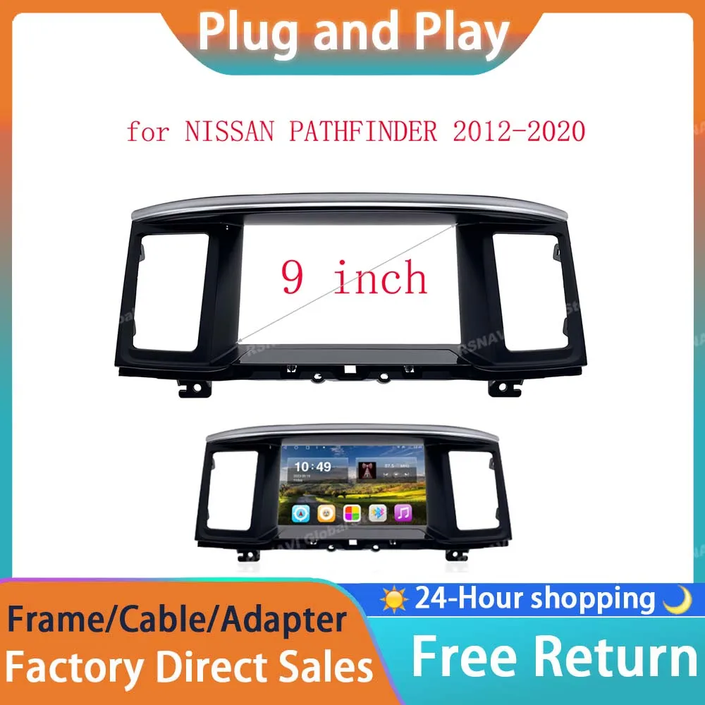 RSNAVI 9 INCH Radio Frame Fit for NISSAN PATHFINDER 2012 - 2020 Dashboard Replacement Installation Android Audio Dash Kit Panel