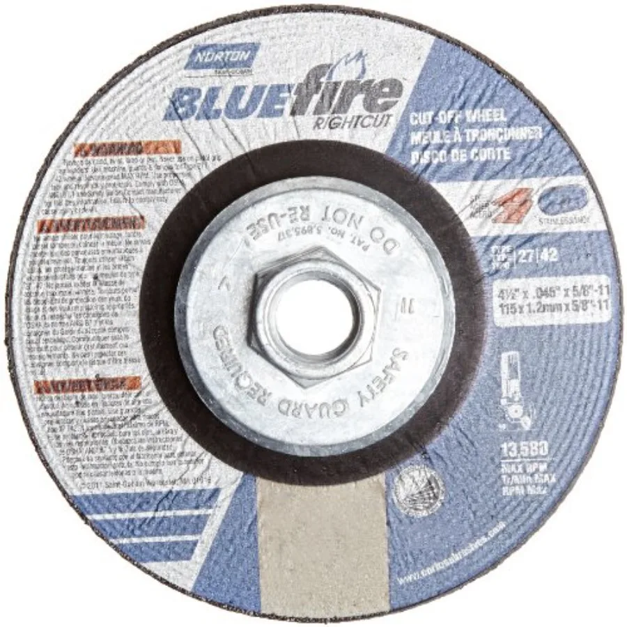 

Отрезной круг Blue Fire для угловой шлифмашины, усиленный, с углубленным центром, тип 27, из циркониевого оксида алюминия, с резьбой 5/8-11