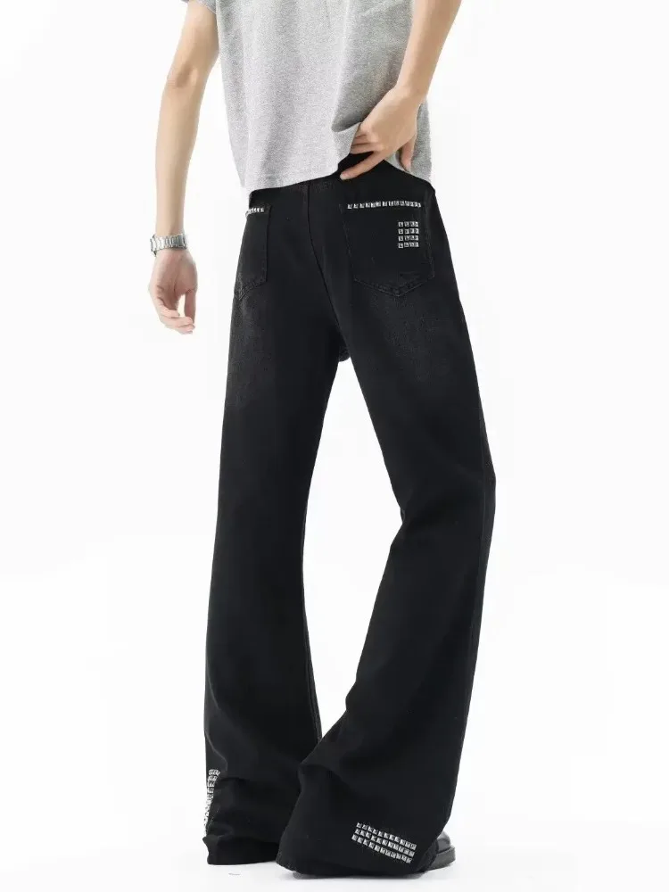 Women's Vintage Rivet Broken Hole Unisex Jeans Vintage Sweatpants 90s Cool Girl Bottoms Summer Pants Female Baggy Trousers