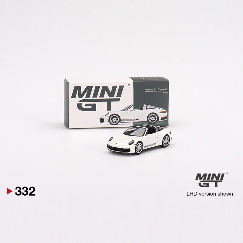 TSM MINI GT 1:64 #332 911 Targa 4S White Die-cast alloy car model collection display  gifts