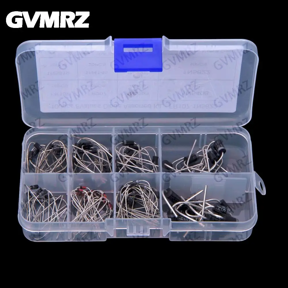 8Values 100PCS Diode Assorted KIT FR107 FR207 1N5399 1N5408 1N5819 1N4148 1N4007 1N5822 kit