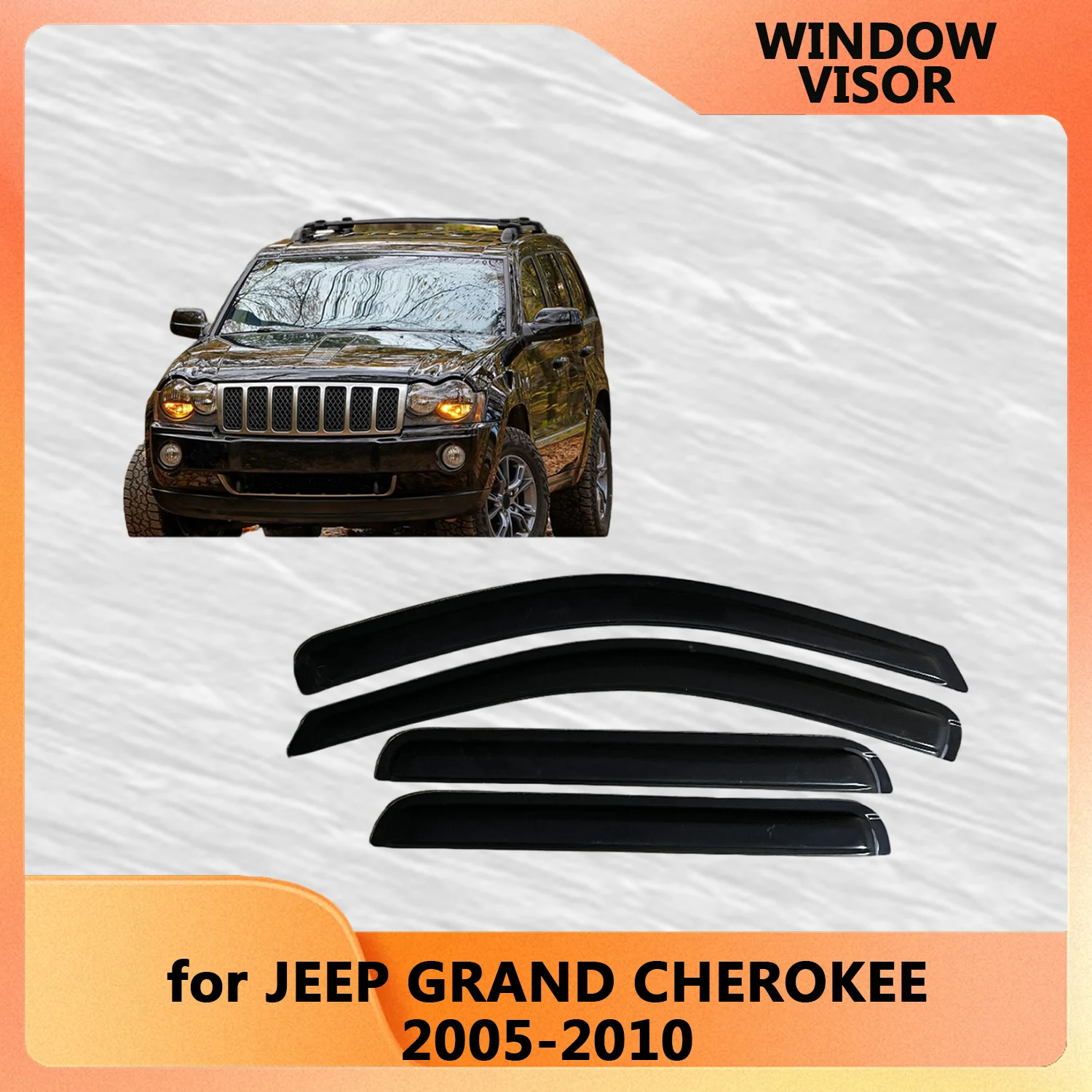 

Window Visor for JEEP GRAND CHEROKEE WK 2005 2006 2007 2008 2009 2010 Wind Deflectors Rain Guards Door Visor Vent Shades