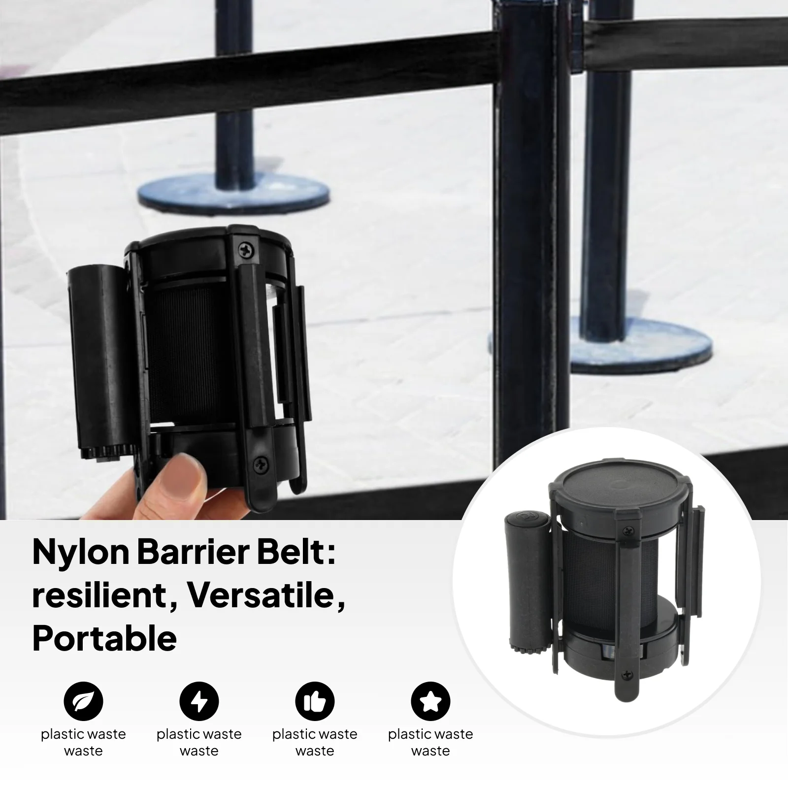 Ribbon Barrier Wall Mounted Queue Control Belt Nylon Tape for Bank Exhibition Event Crowd Guidance