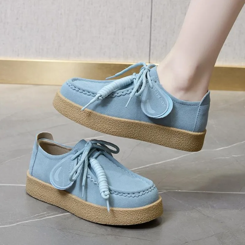 Zapatos De Mujer De 3CM, Zapatos planos informales De cuero nobuk, Zapatos individuales De cuero para Mujer, calzado antideslizante para caminar, Zapatos De Mujer