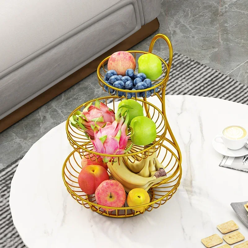 Sala de estar, mesa de centro, prato de frutas, expositor de lanches, prateleira de armazenamento, mesa de jantar em casa, prateleira de ferro forjado