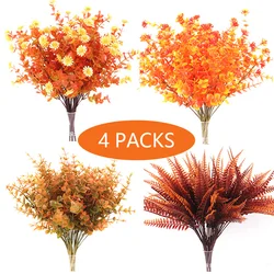 2PACKS Artificial Fall Flowers Fake Outdoor UV Resistant Autumn Plants for Home Kitchen Christmas Festival Thanksgiving Autumns