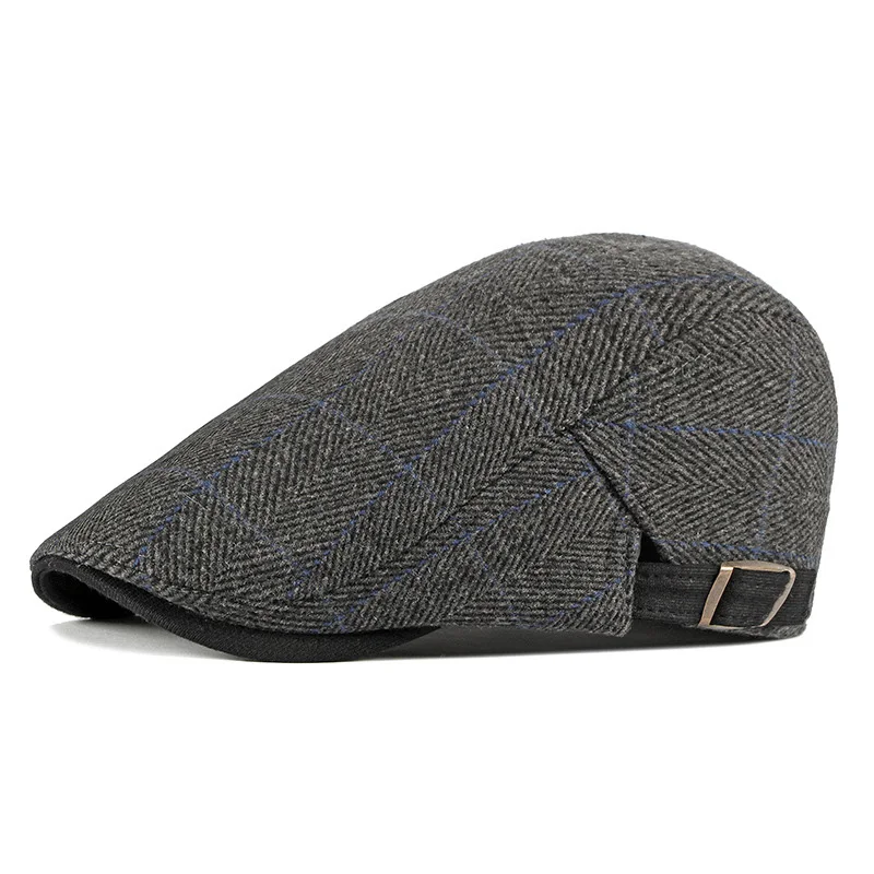 2025 Autumn Winter New Arrival Cotton Knit Hat Unisex British Retro Casual Beret Men Women Plaid Peaked Cap Forward Cap
