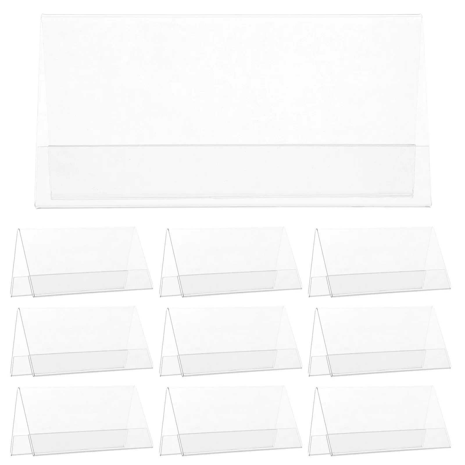 

10Pcs Transparent Desk Name Plate Holders Clear V-Shaped Table Tents Double-Sided Display for Conference Meeting Office Buffet