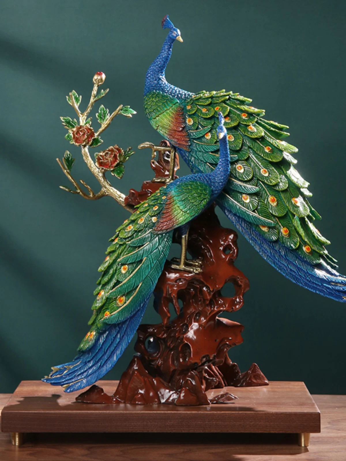 

Copper Peacock Decoration Rich Double Full Home Decoration Housewarming Gift Wedding Gift