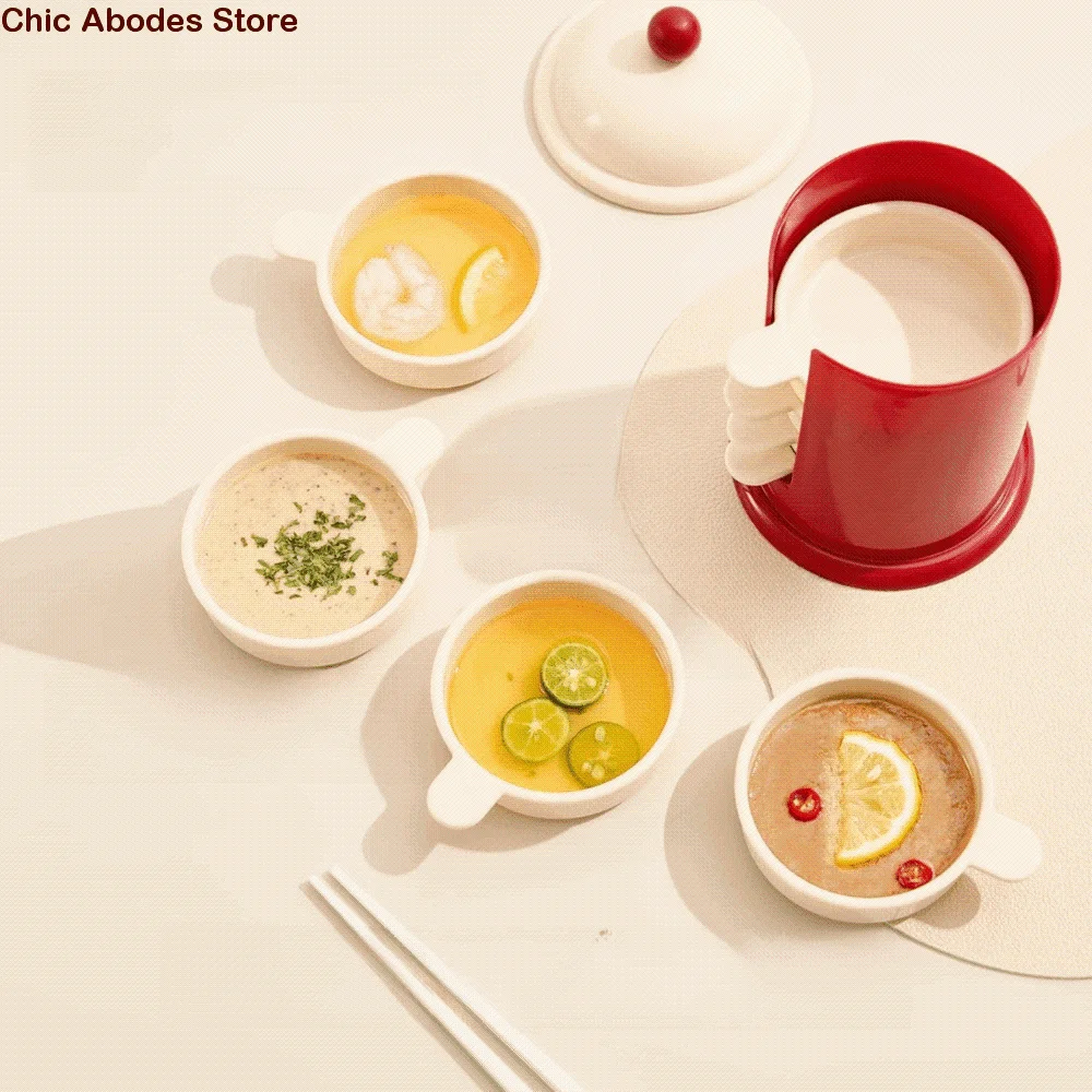 

Cute Dopamine Postbox Sauce Dish Set Plastic Dustproof Dipping Dish with Storage Jar Seasoning Dish Ketchup