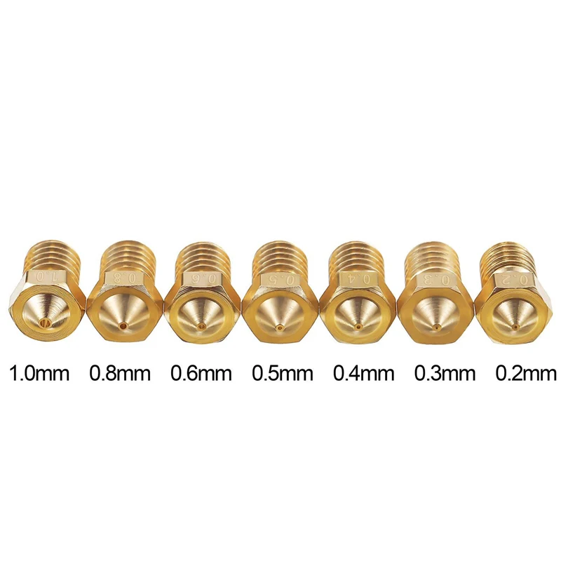 20 Chiếc 3D Máy In V5 V6 M6 Ren Vòi Phun 0.2 0.25 0.3Mm 0.35 0.4Mm 0.5 0.6 0.8 1.0 một Phần Đồng 1.75Mm Dây Tóc