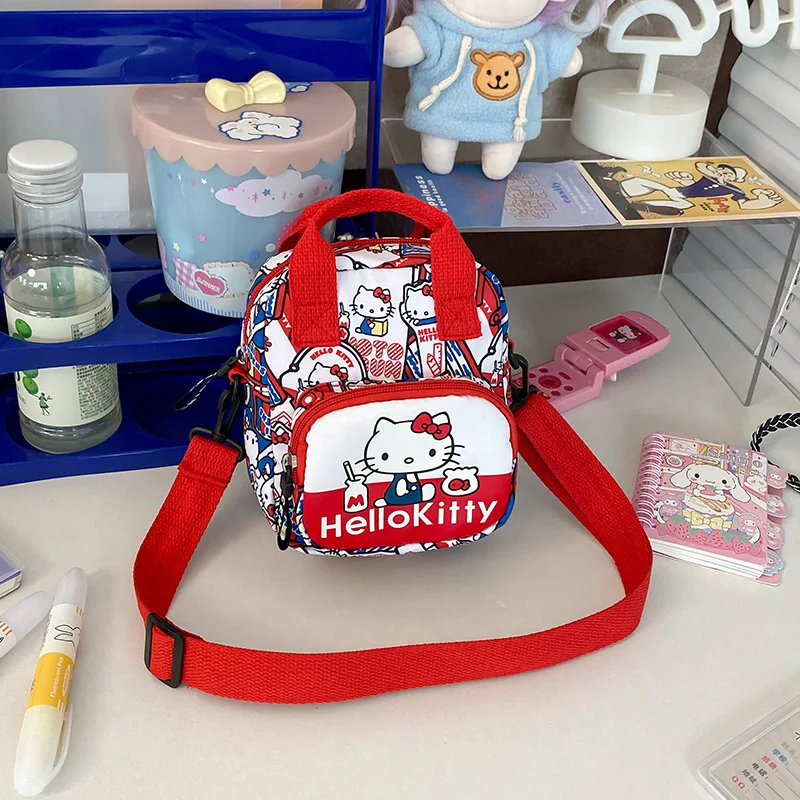 

Hello Kitty Cartoon Printed Messenger Bag Sanrio Kt Cat Kawaii Cute Handbag Large Capacity Storage Bag Birthday Holiday Gift