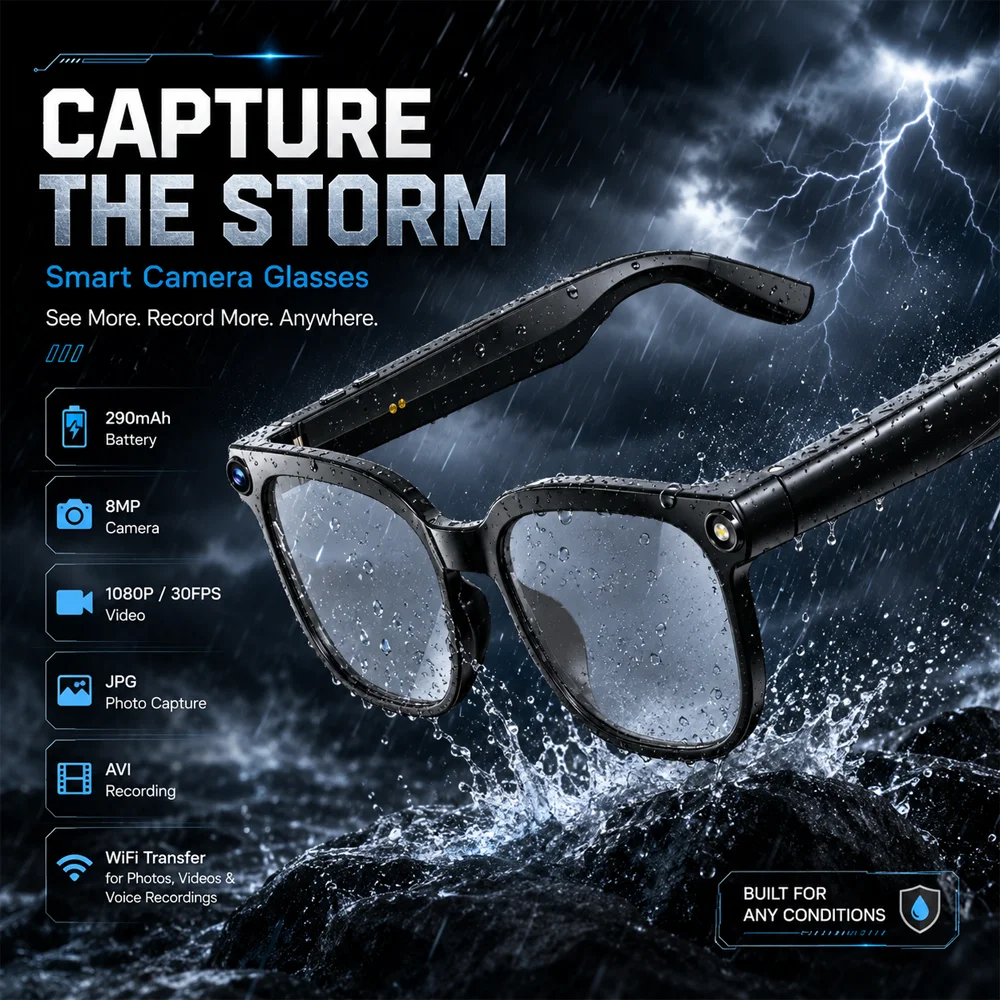 

800W HD Camera IP65 Waterproof 2026 New Smart Glasses AI Smart Assistant Photo Video Recording AI Translation Smart Glasses