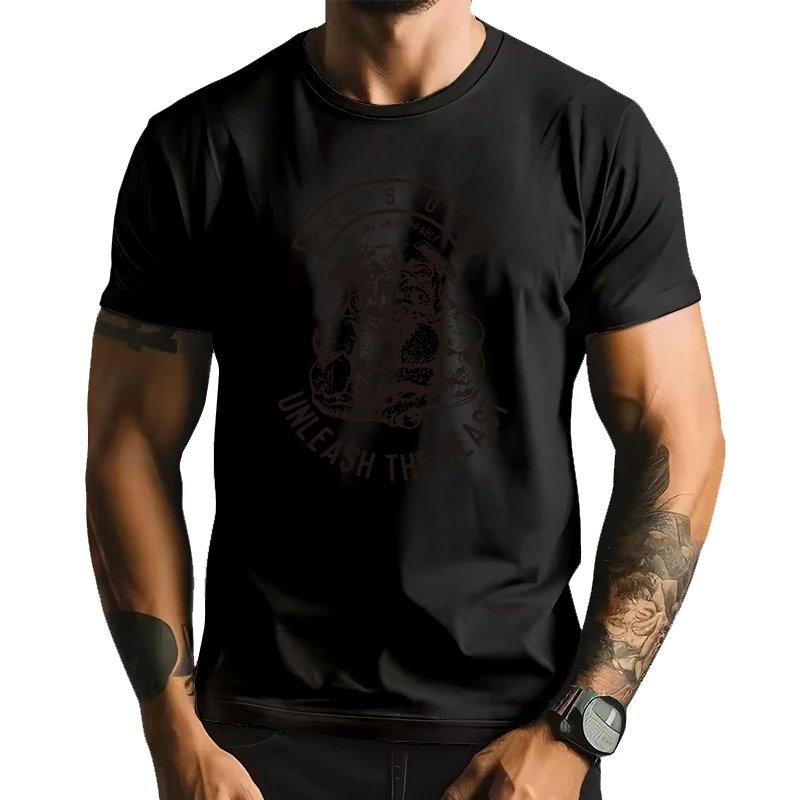 

2019 new funny PUG'S GYM dog Summer t shirt men Casual men tops tees plus size 100% cotton print Men's T-shirt clothe homme