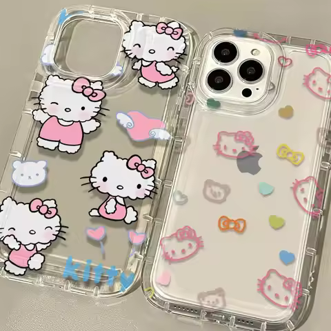 Cartoon Hello Kitty Clear Case For Samsung Galaxy S23 Ultra S22 S21 FE S20 S10 Plus Note 20 10 Pro A34 A54 A33 A53 A32 A52 A52S