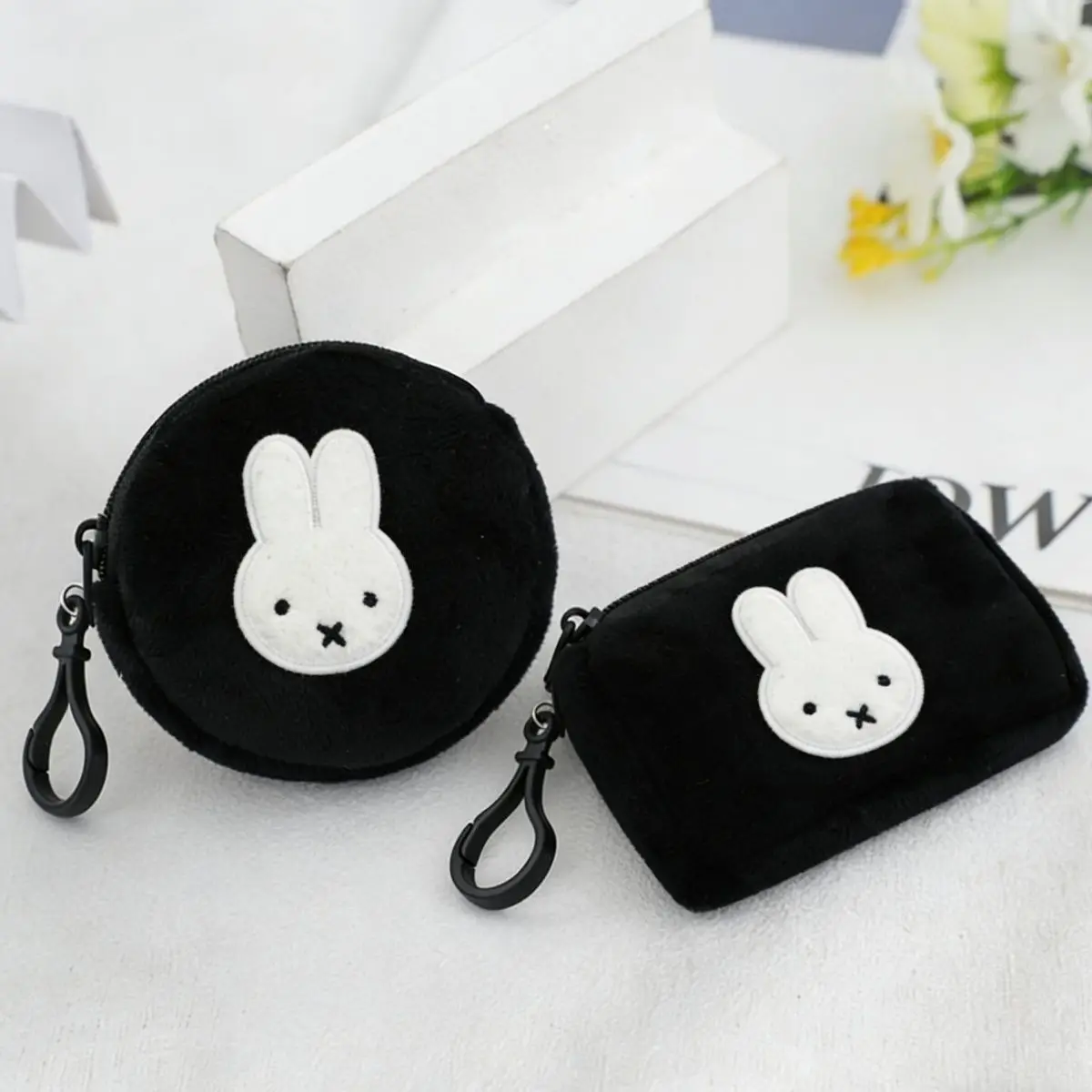 Kawaii Miffy Cartoon Plüsch-Aufbewahrungsbeutel mit Reißverschluss, tragbarer Schlüsselanhänger, kreative, schöne Rucksackdekoration, Geschenk für Freunde – Detail 6