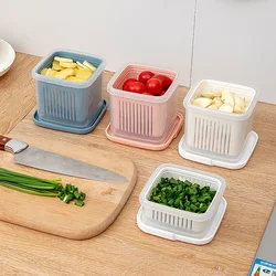 Kitchen Fruits Vegetables Storage Box Fridge Ginger Scallion Onion Fresh-keeping Container Food Drain Crisper Organizer